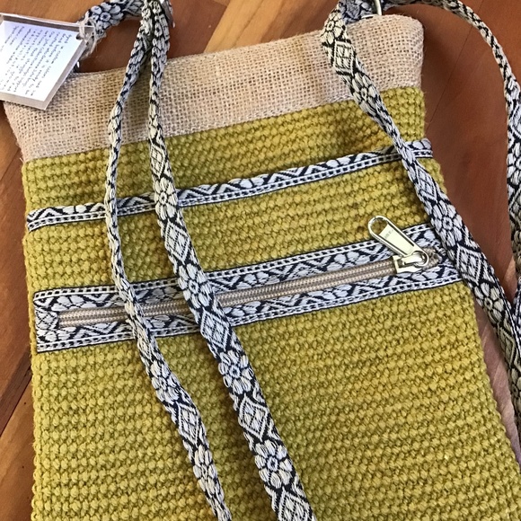 Jute Handbag Mustard Gold Yellow Hipster Sling Bag Handmade Natural Fiber New - Picture 9 of 11